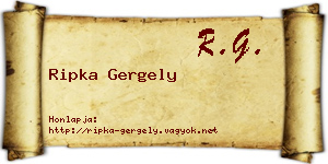 Ripka Gergely névjegykártya